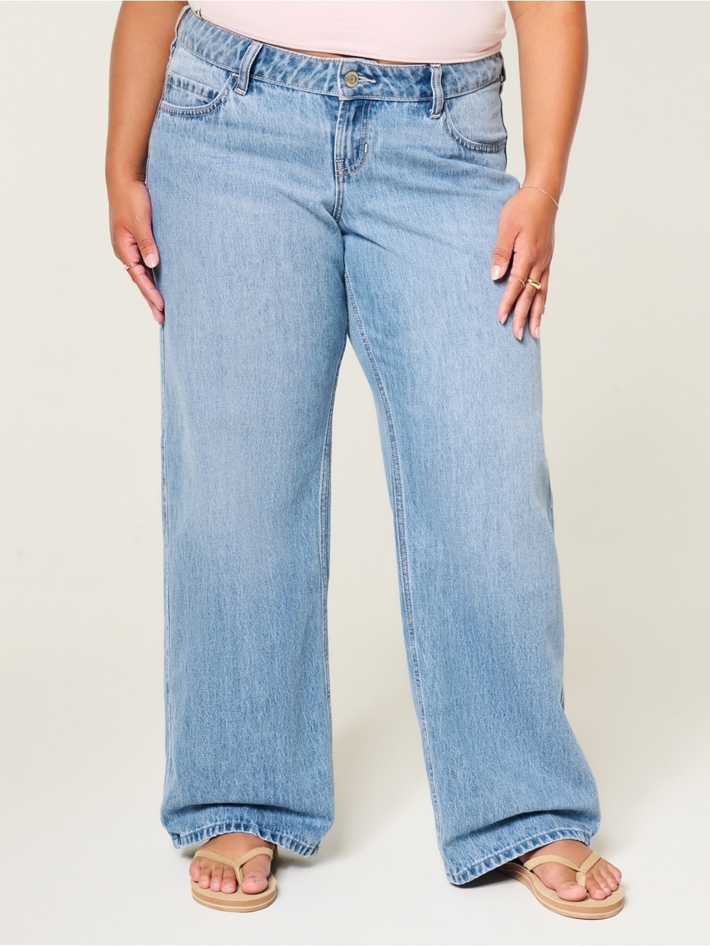 Hollister Low Rise Baggy Light Blue Wash Wide Leg Denim Jeans, Plus Size 20 - Picture 16 of 16
